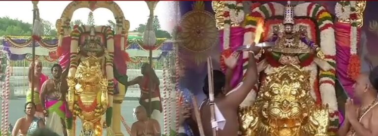 பிரமோற்சவ விழாவில் சிம்ம வாகனத்தில் ஏழுமலையான்